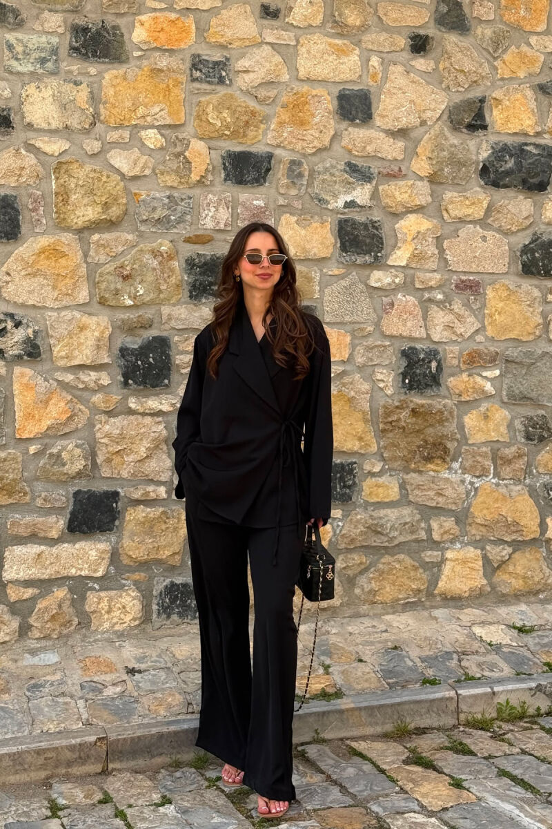 ONE COLOR LACING SHIRT + TROUSERS WOMAN SET BLACK/ E ZEZE - 1