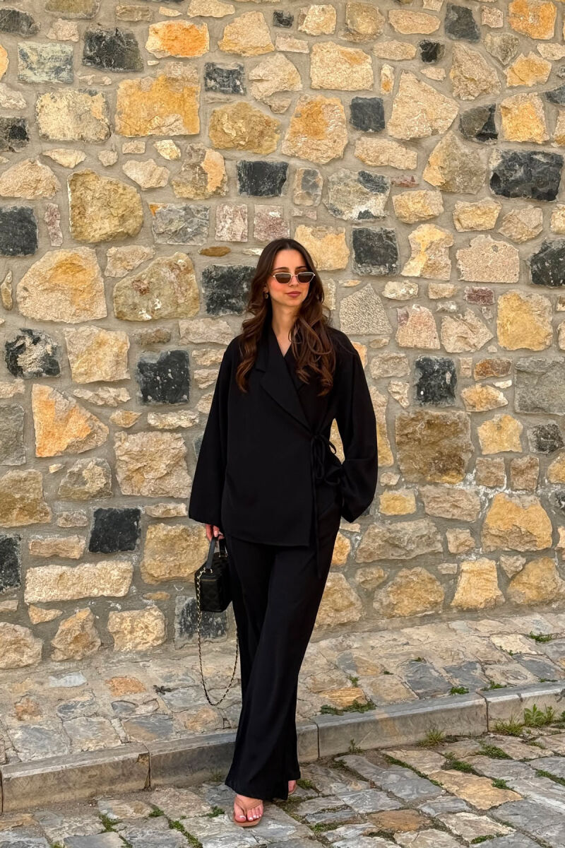 ONE COLOR LACING SHIRT + TROUSERS WOMAN SET BLACK/ E ZEZE - 2