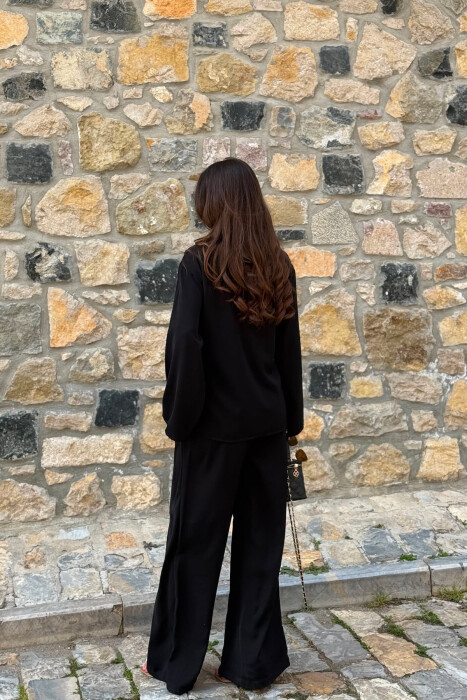 ONE COLOR LACING SHIRT + TROUSERS WOMAN SET BLACK/ E ZEZE - 4