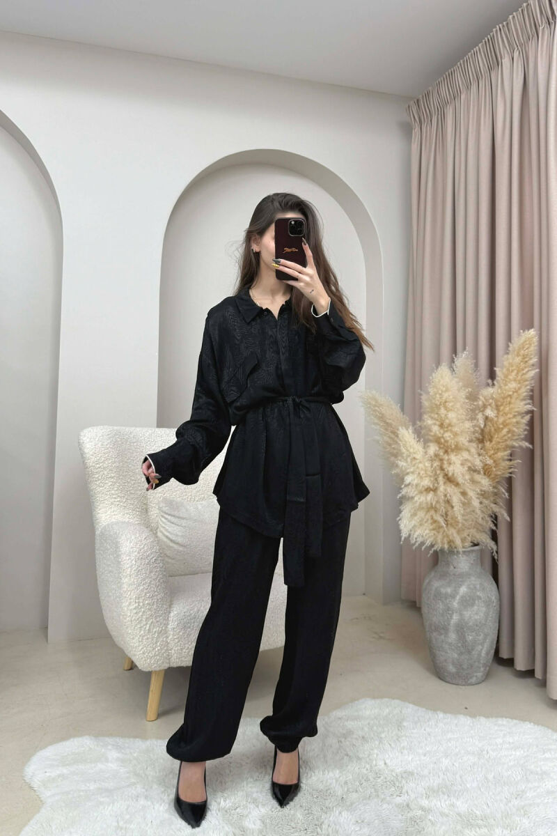 ONE COLOR LACING SHIRT+ TROUSERS WOMEN SET BLACK/ E ZEZE - 2