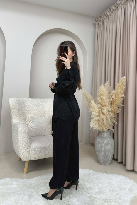 ONE COLOR LACING SHIRT+ TROUSERS WOMEN SET BLACK/ E ZEZE - 3