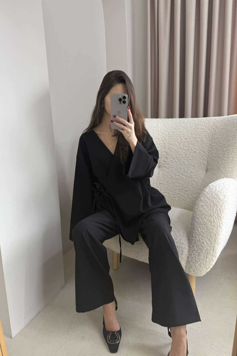 ONE COLOR LACING SHIRT+TROUSERS WOMEN SET BLACK/ E ZEZE - 4