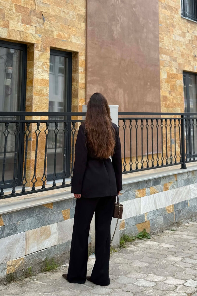ONE COLOR LACING WAIST JACKET + TROUSERS WOMAN SET BLACK/ E ZEZE - 3
