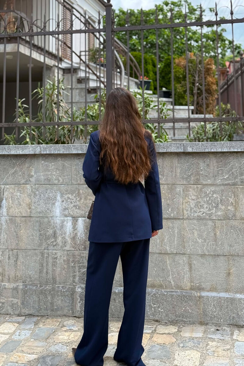 ONE COLOR LACING WAIST JACKET + TROUSERS WOMAN SET BLUE/BLU - 3