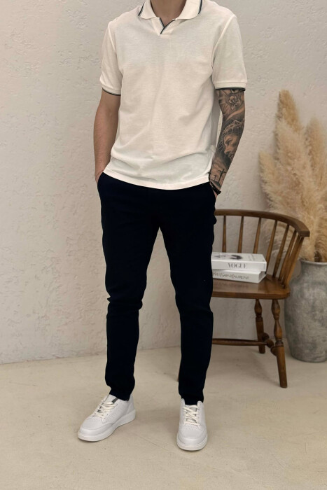 PANTALLONA NJE NGJYRESHE ME LIDHESE TEK BELI PER MESHKUJ NE NGJYRE BLU - KLAUDIO FASHION