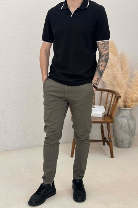 ONE COLOR LACING WAIST MEN PANTS GREEN/JESHILE - 1