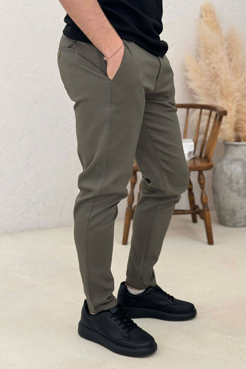 ONE COLOR LACING WAIST MEN PANTS GREEN/JESHILE - 3