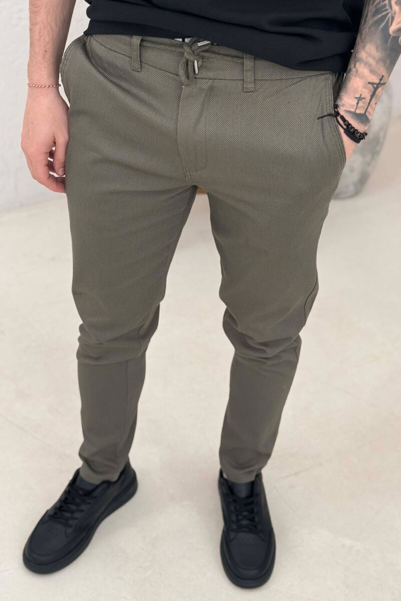ONE COLOR LACING WAIST MEN PANTS GREEN/JESHILE - 5
