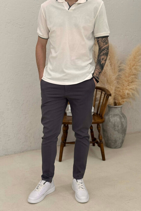 PANTALLONA NJE NGJYRESHE ME LIDHESE TEK BELI PER MESHKUJ NE NGJYRE GRI - KLAUDIO FASHION