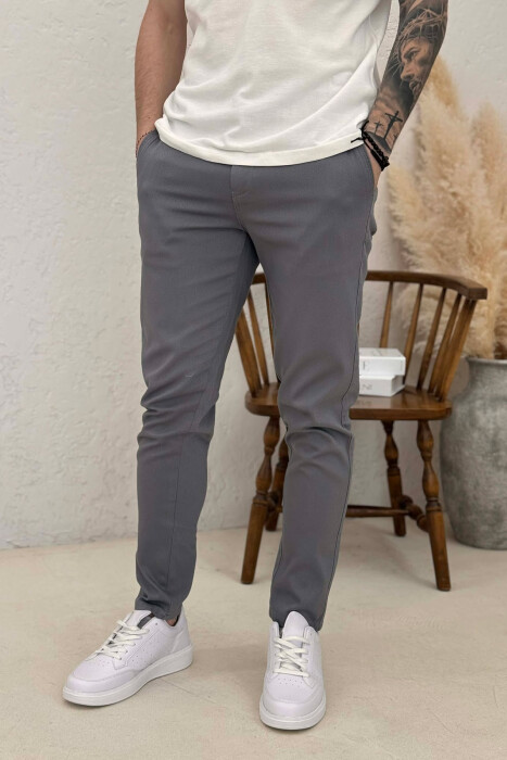 ONE COLOR LACING WAIST MEN PANTS LIGHT GREY/GZ - 2
