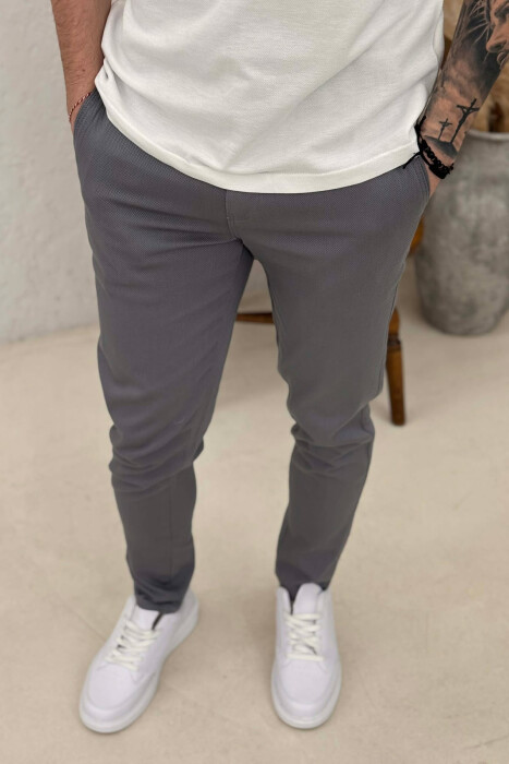 ONE COLOR LACING WAIST MEN PANTS LIGHT GREY/GZ - 5