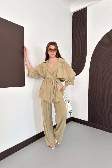 ONE COLOR LACING WAIST SHIRT + TROUSERS WOMAN SET MINT/MENTE - 2