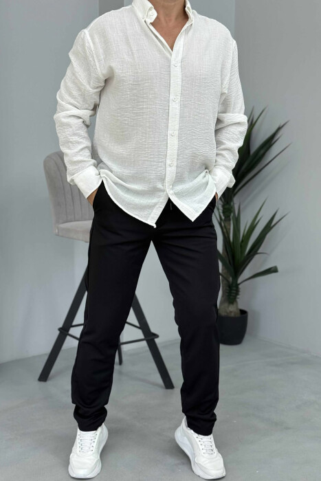 ONE COLOR LACING WAIST SIMPLE MEN PANTS BLACK/ E ZEZE - KLAUDIO FASHION