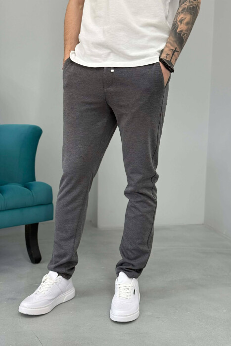 ONE COLOR LACING WAIST SIMPLE MEN PANTS DARK GREY/GEE - KLAUDIO FASHION