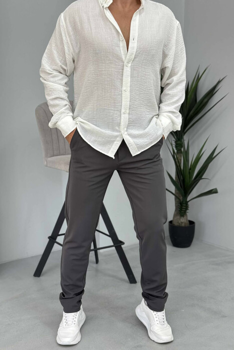 ONE COLOR LACING WAIST SIMPLE MEN PANTS DARK GREY/GEE - KLAUDIO FASHION