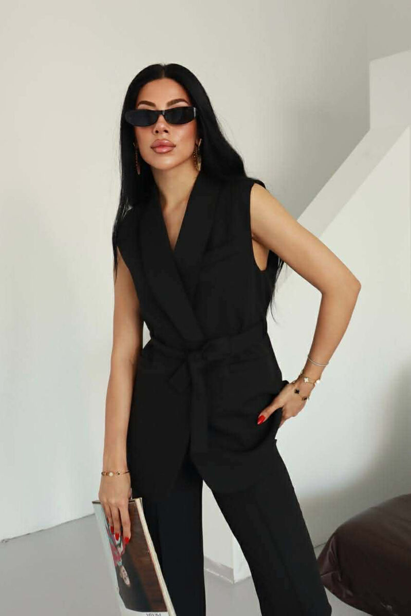 ONE COLOR LACING WAIST VEST + TROUSERS WOMAN SET BLACK/ E ZEZE - 5