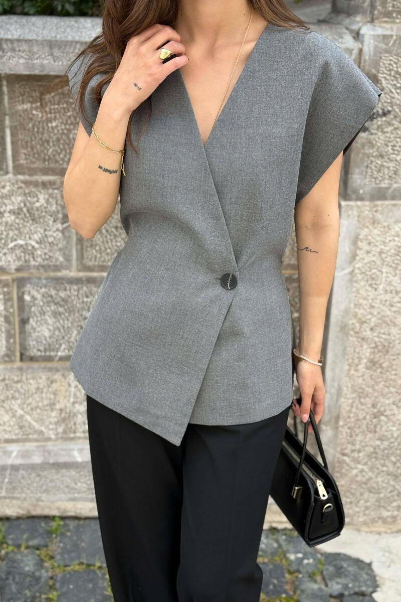 ONE COLOR LACING DETAIL WOMAN VEST GREY/GRI - 5