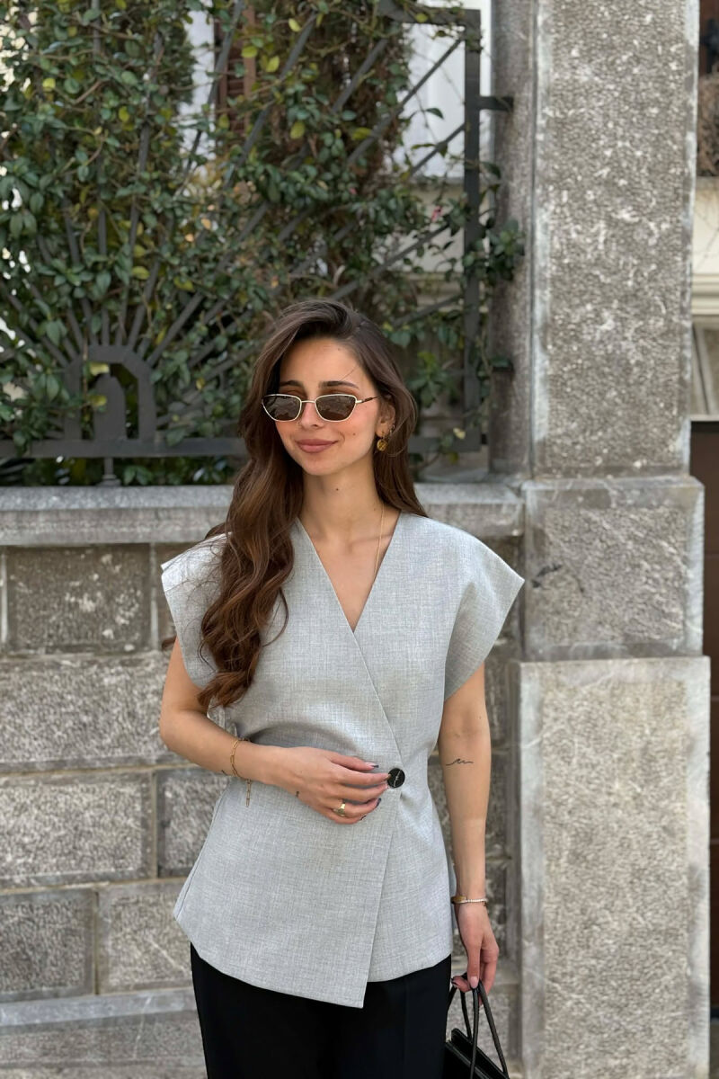 ONE COLOR LACING DETAIL WOMAN VEST LIGHT GREY/GZ - 1