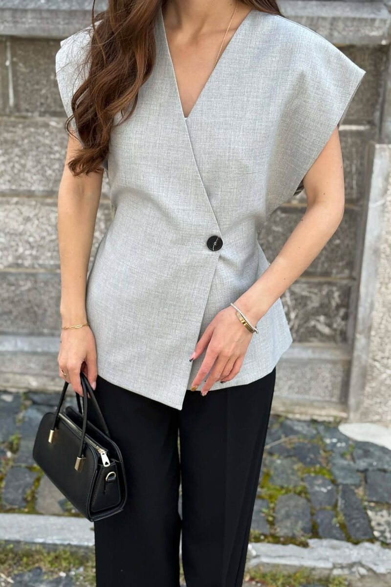 ONE COLOR LACING DETAIL WOMAN VEST LIGHT GREY/GZ - 5