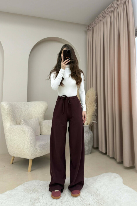 PANTALLONA NJE NGJYRESHE ME BEL ME LIDHESE PER FEMRA NE NGJYRE VISHNJE TE ERRET - KLAUDIO FASHION