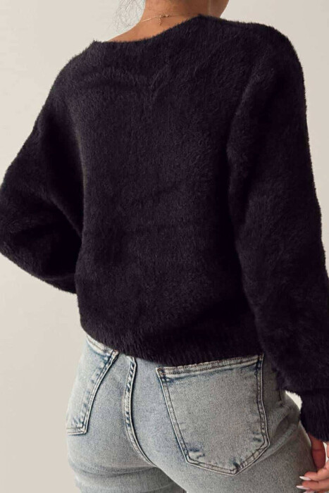 ONE COLOR LACING WARM WOMEN CARDIGAN BLACK/ E ZEZE - 3