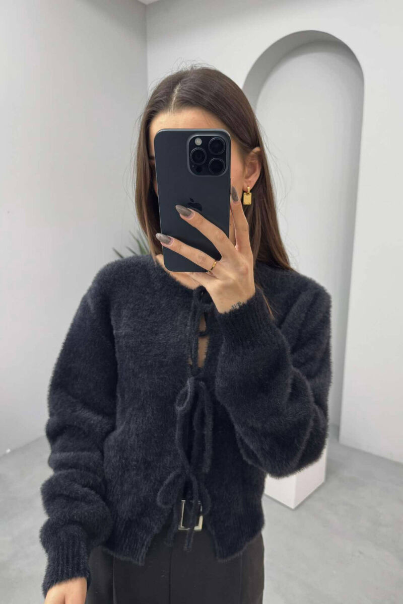 ONE COLOR LACING WARM WOMEN CARDIGAN BLACK/ E ZEZE - 2