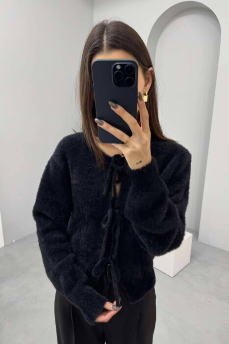 ONE COLOR LACING WARM WOMEN CARDIGAN BLACK/ E ZEZE - 4