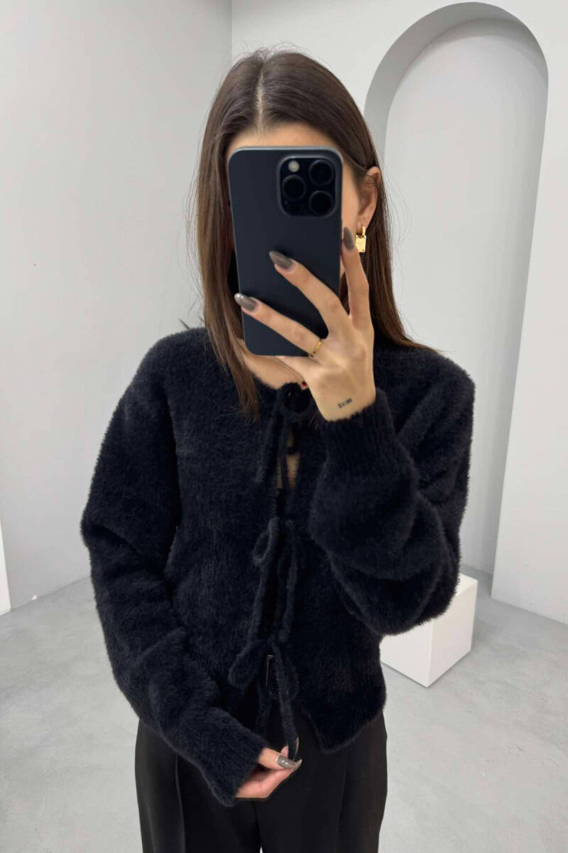 ONE COLOR LACING WARM WOMEN CARDIGAN BLACK/ E ZEZE - 4
