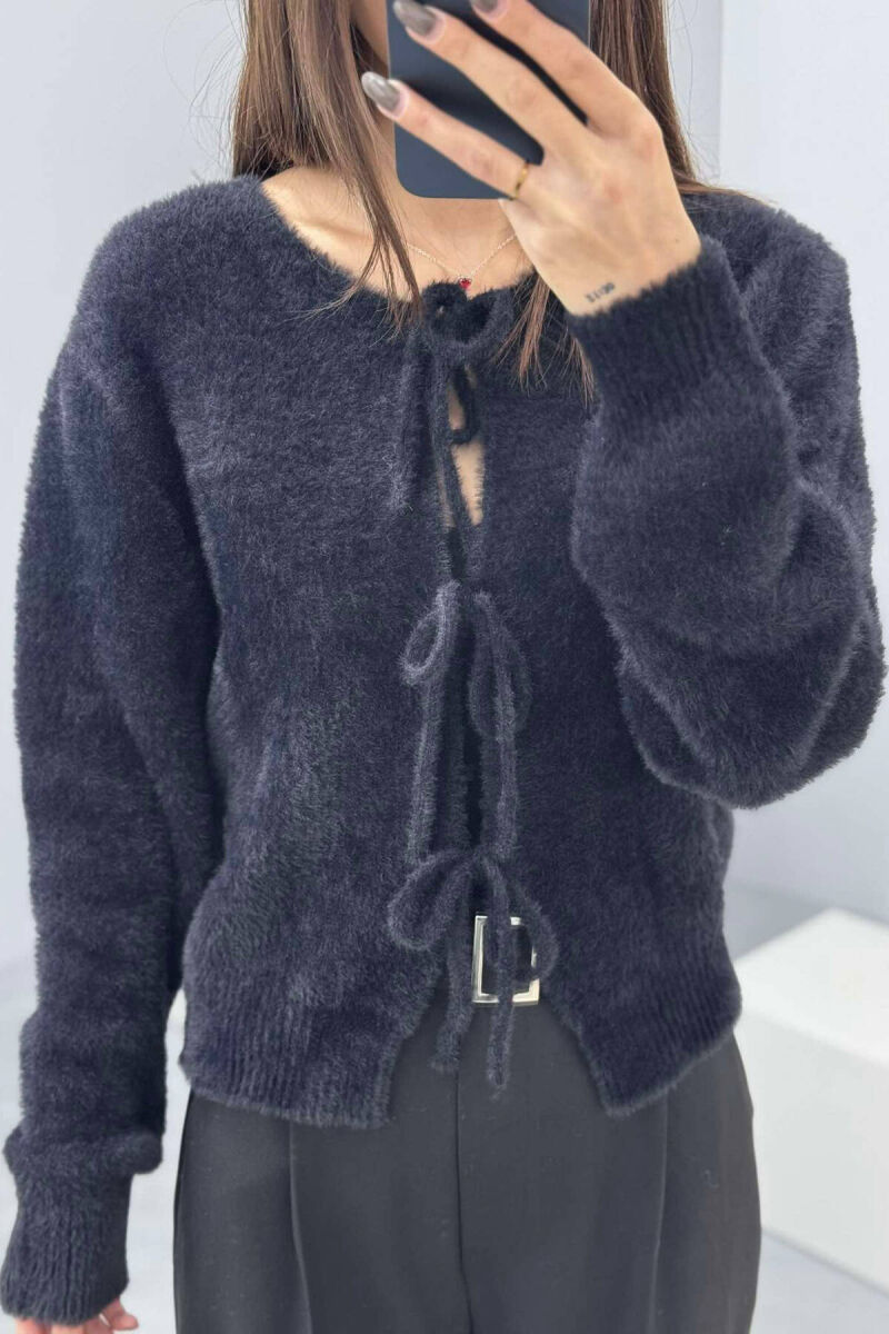 ONE COLOR LACING WARM WOMEN CARDIGAN BLACK/ E ZEZE - 5