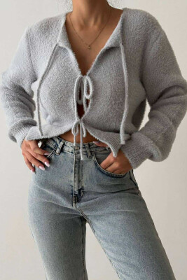 ONE COLOR LACING WARM WOMEN CARDIGAN GREY/GRI 