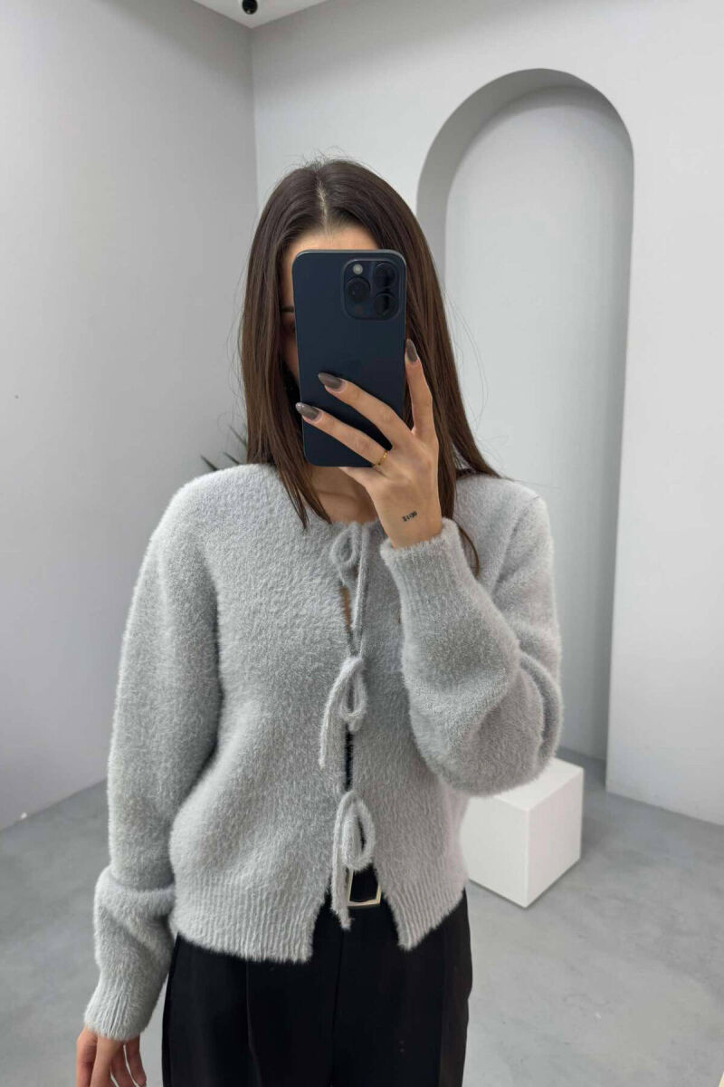 ONE COLOR LACING WARM WOMEN CARDIGAN GREY/GRI - 2