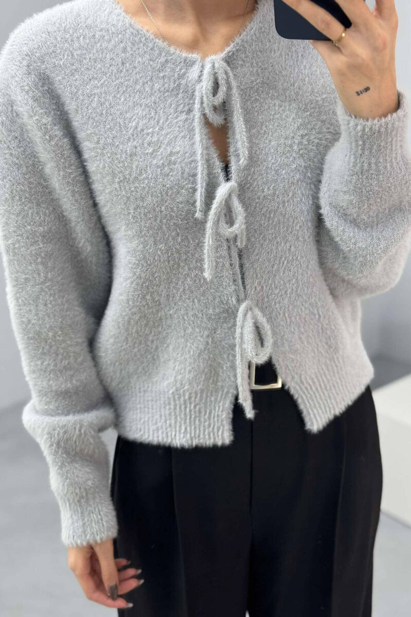 ONE COLOR LACING WARM WOMEN CARDIGAN GREY/GRI - 3