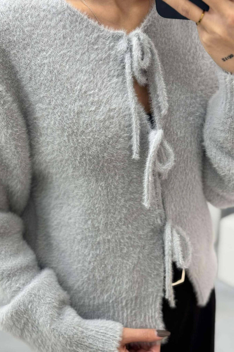 ONE COLOR LACING WARM WOMEN CARDIGAN GREY/GRI - 4