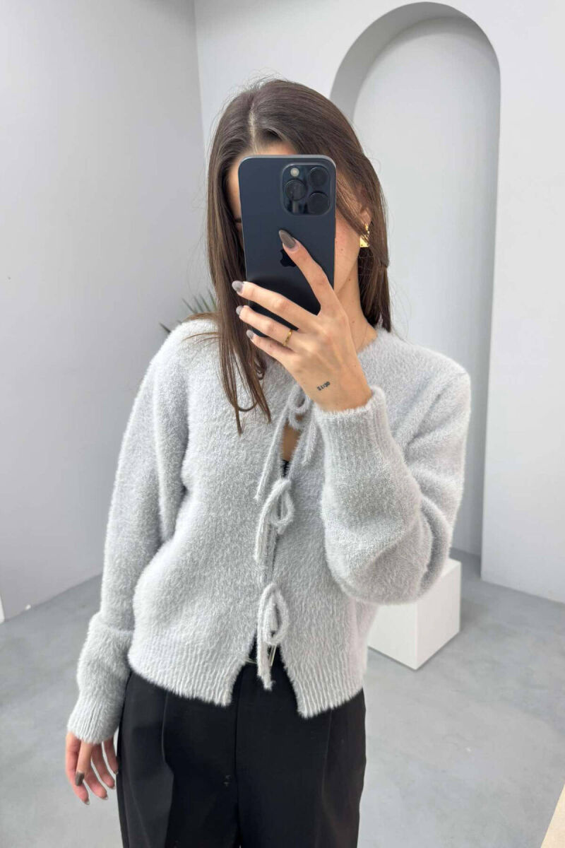 ONE COLOR LACING WARM WOMEN CARDIGAN GREY/GRI - 5