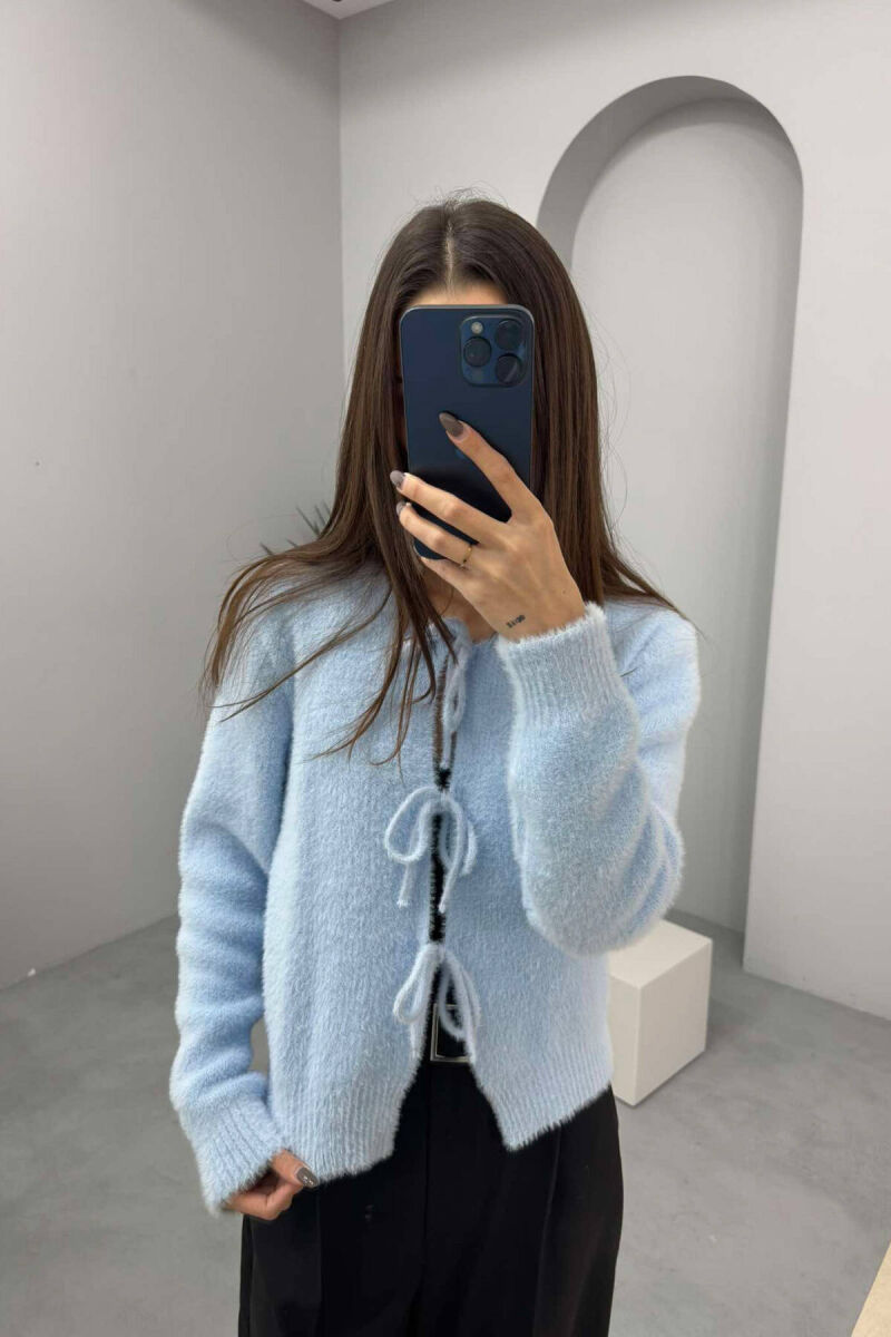 ONE COLOR LACING WARM WOMEN CARDIGAN LIGHTBLUE/BZ - 3
