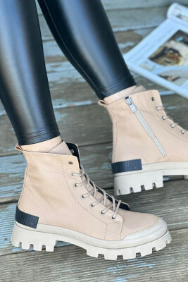 ONE COLOR LACING WOMAN CREW BOOTS BEIGE/BEZHE 