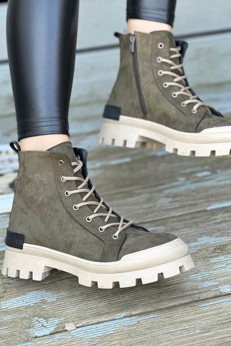 ONE COLOR LACING WOMAN CREW BOOTS GREEN/JESHILE - 1