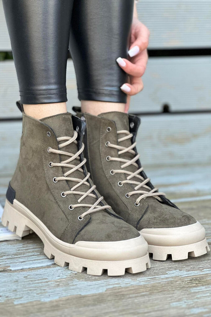 ONE COLOR LACING WOMAN CREW BOOTS GREEN/JESHILE - 2