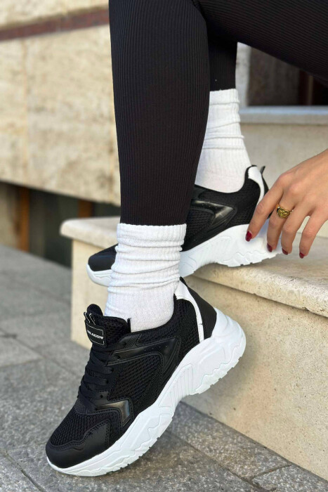 ONE COLOR LACING WOMAN SNEAKERS BLACK-WHITE/ZB - 2