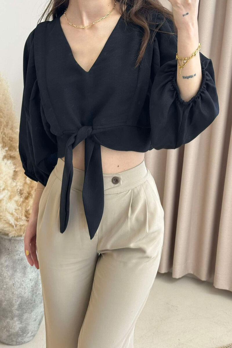 ONE COLOR LACING WOMEN CROP TOP BLACK/ E ZEZE - 2