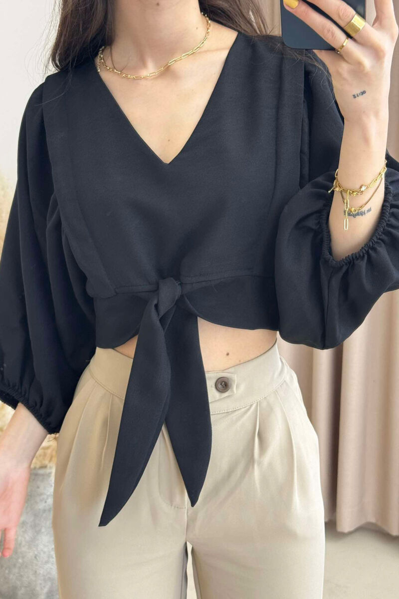 ONE COLOR LACING WOMEN CROP TOP BLACK/ E ZEZE - 3