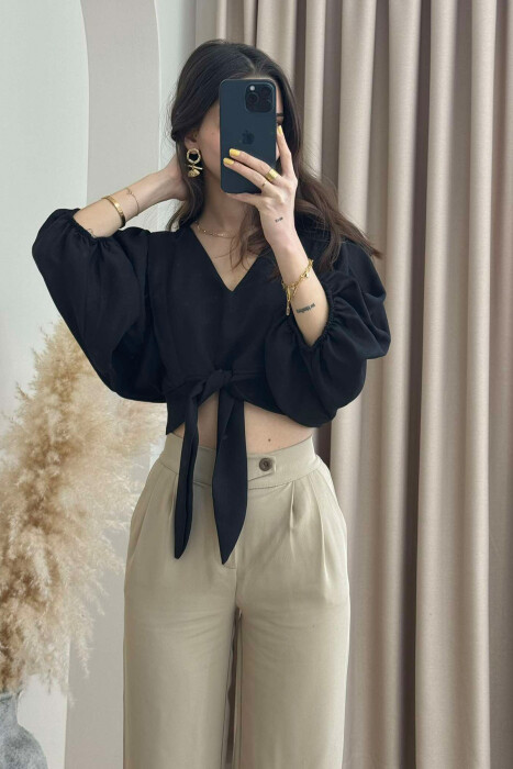 ONE COLOR LACING WOMEN CROP TOP BLACK/ E ZEZE 