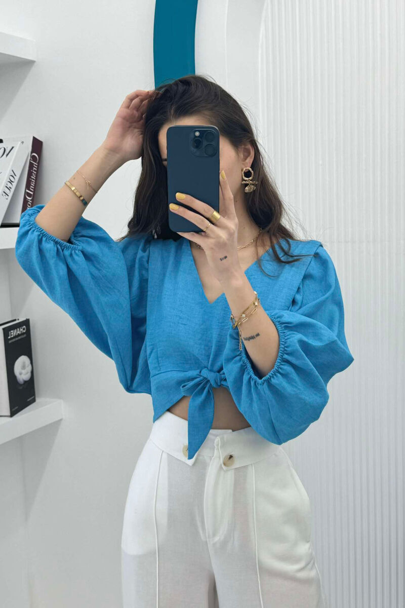 ONE COLOR LACING WOMEN CROP TOP BLUE/BLU - 1