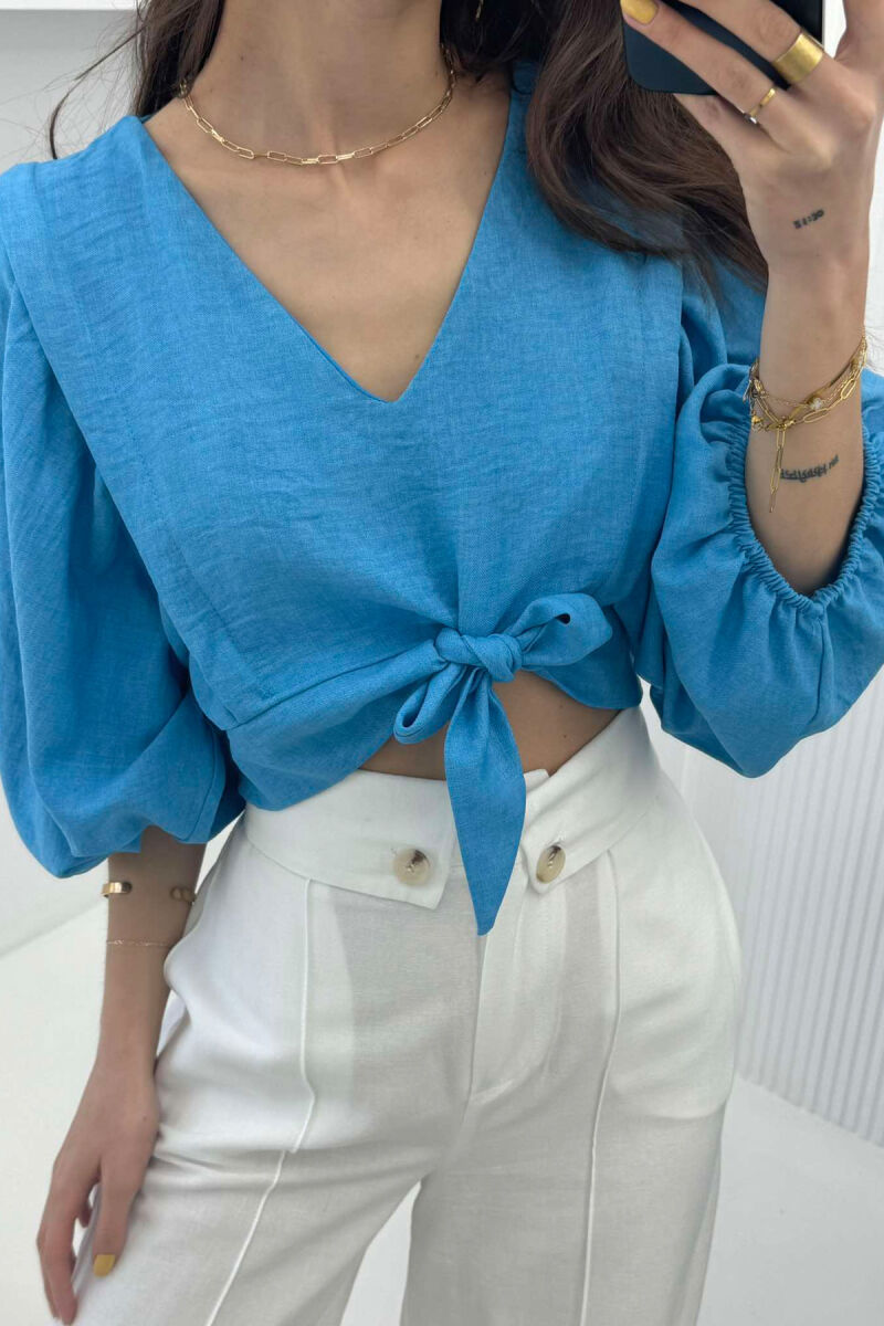 ONE COLOR LACING WOMEN CROP TOP BLUE/BLU - 2