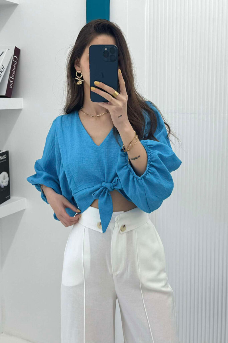 ONE COLOR LACING WOMEN CROP TOP BLUE/BLU - 3