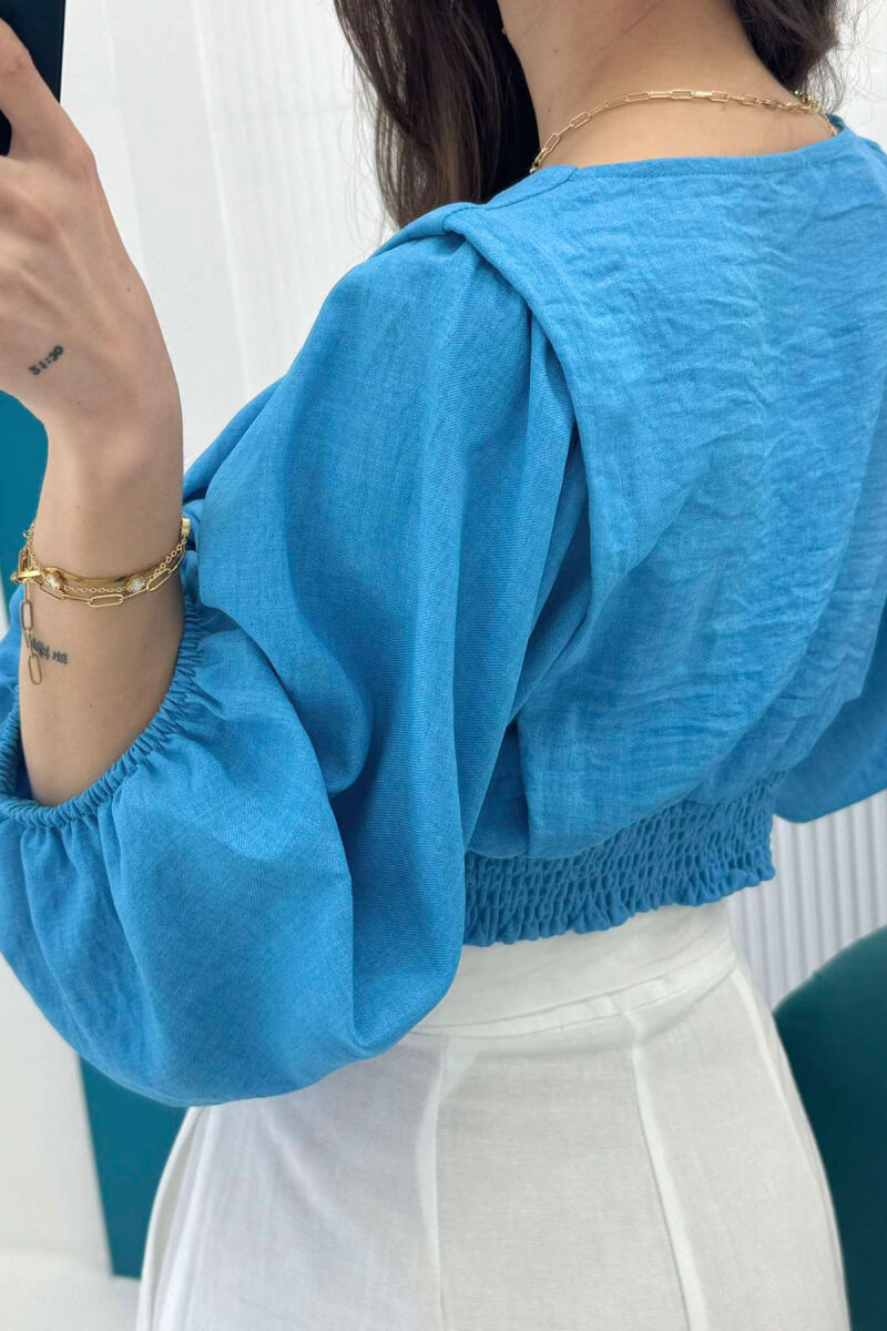ONE COLOR LACING WOMEN CROP TOP BLUE/BLU - 4