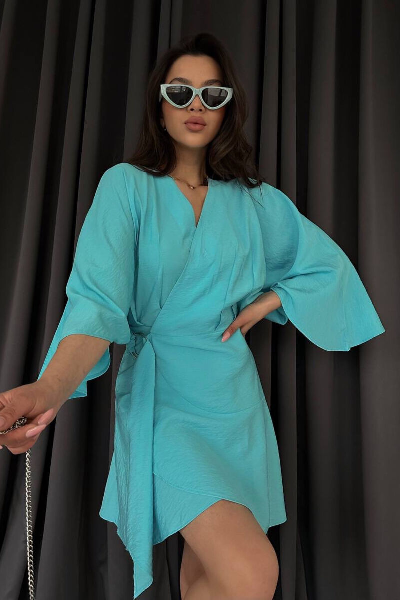ONE COLOR LACING WOMEN DRESS LIGHTBLUE/BZ - 3
