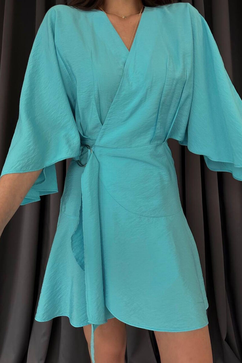 ONE COLOR LACING WOMEN DRESS LIGHTBLUE/BZ - 6