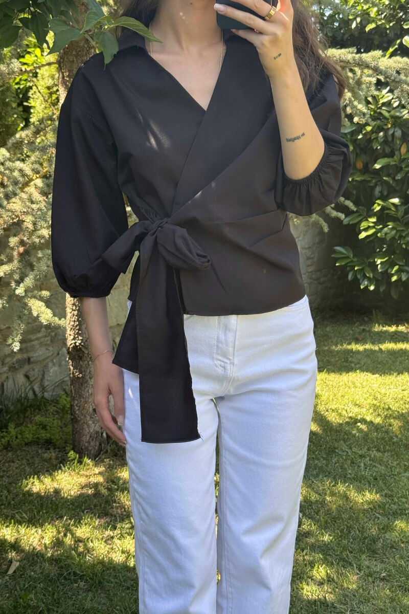 ONE COLOR LACING WOMEN SHIRT BLACK/ E ZEZE - 5