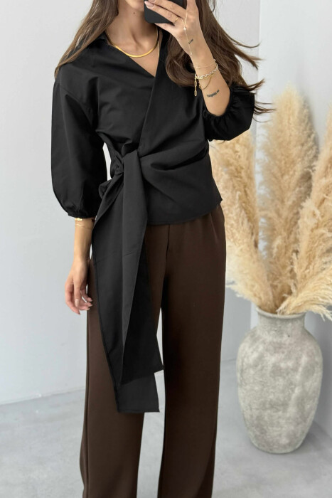 ONE COLOR LACING WOMEN SHIRT BLACK/ E ZEZE - 3